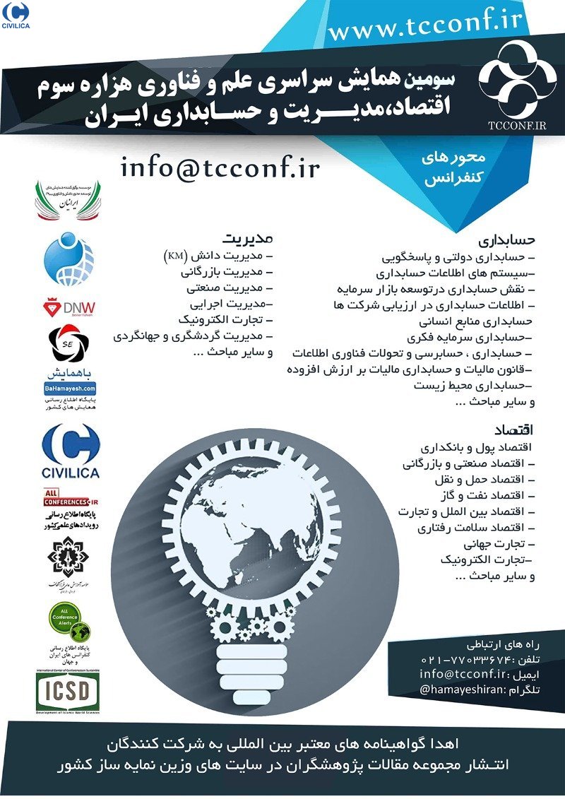 پوستر سومین همایش سراسری علم و فناوری هزاره سوم اقتصاد،مدیریت و حسابداری ایران
